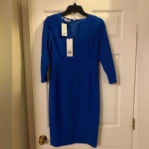 NWT Carlisle Collection 3/4 Sleeve blue MIDI Dress Sz 2. Luxury fabric and make